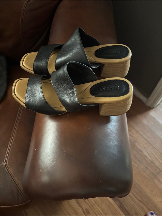 boc Shoes - boc Black Leather Double-Band Block Heel Mules